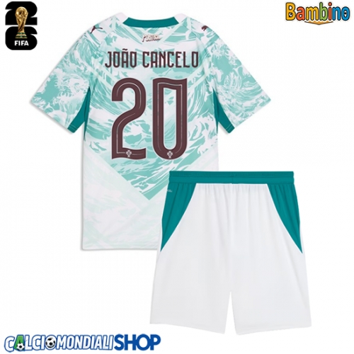 Maglie da calcio Portogallo Joao Cancelo #20 Seconda Maglia Bambino Mondiali 2026  Manica Corta + Pantaloni corti)